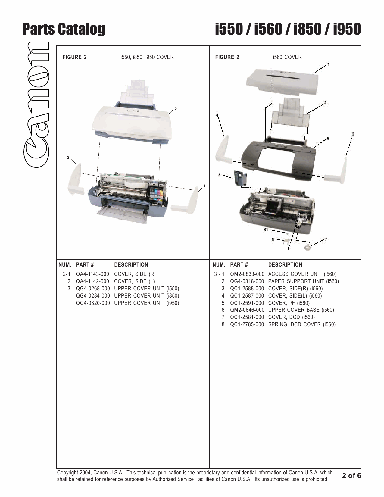 Canon PIXUS i560 i850S Parts Catalog Manual-3